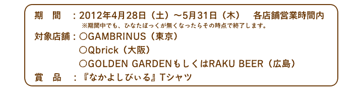 なかよしびぃる　ひなたぼっく